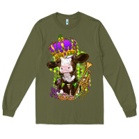 Army Green Mardi Gras cow Long Sleeve Tee - NancyCooperArtShop