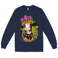 Navy Mardi Gras cow Long Sleeve Tee - NancyCooperArtShop