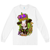 White Mardi Gras cow Long Sleeve Tee - NancyCooperArtShop
