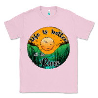Bubblegum Pink life is better at the river Classic Tee - JahusDesignShop