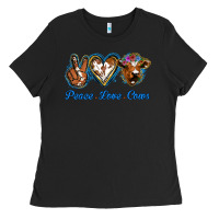 Black Peace Love Cows Ladies Tee - Jasminsmagicworld