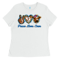 White Peace Love Cows Ladies Tee - Jasminsmagicworld