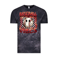 Cloud Black baseball vibes smiley face Vintage Tee - BarkalooDesign