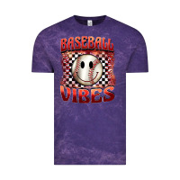 Cloud Purple baseball vibes smiley face Vintage Tee - BarkalooDesign