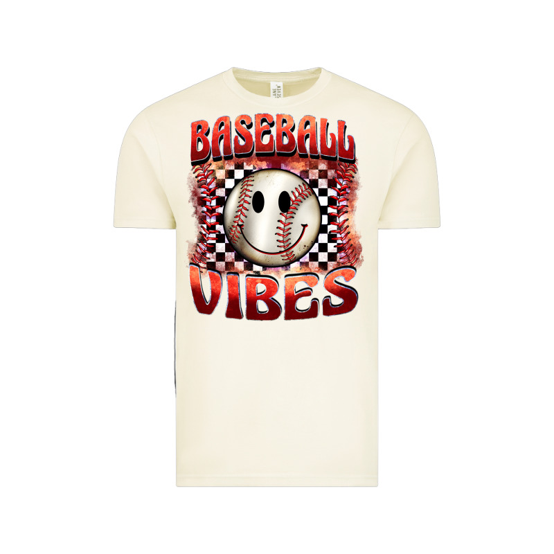 Baseball Vibes Smiley Face Vintage Tee by BarkalooDesign | Teevron