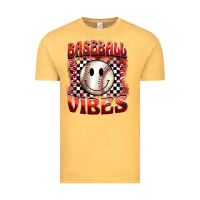 Vintage Mustard baseball vibes smiley face Vintage Tee - BarkalooDesign