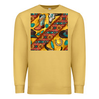 Antique Gold western cowboy bull skull seamless pattern Premium Sweatshirt - BundleAndBundleShop