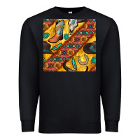 Black western cowboy bull skull seamless pattern Premium Sweatshirt - BundleAndBundleShop