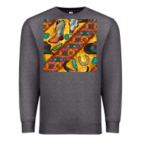 Charcoal Heather western cowboy bull skull seamless pattern Premium Sweatshirt - BundleAndBundleShop
