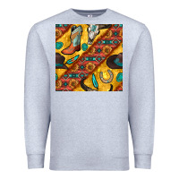 Heather Grey western cowboy bull skull seamless pattern Premium Sweatshirt - BundleAndBundleShop