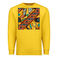 Lemon western cowboy bull skull seamless pattern Premium Sweatshirt - BundleAndBundleShop