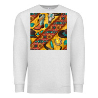 Oatmeal Heather western cowboy bull skull seamless pattern Premium Sweatshirt - BundleAndBundleShop