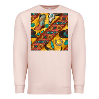 Pale Pink western cowboy bull skull seamless pattern Premium Sweatshirt - BundleAndBundleShop