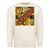 Sandshell western cowboy bull skull seamless pattern Premium Sweatshirt - BundleAndBundleShop
