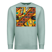 Seafoam western cowboy bull skull seamless pattern Premium Sweatshirt - BundleAndBundleShop