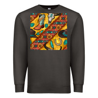 Smoke western cowboy bull skull seamless pattern Premium Sweatshirt - BundleAndBundleShop