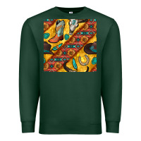 Sports Green western cowboy bull skull seamless pattern Premium Sweatshirt - BundleAndBundleShop