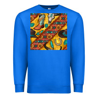 True Royal western cowboy bull skull seamless pattern Premium Sweatshirt - BundleAndBundleShop