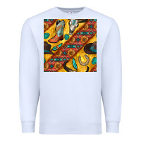 White western cowboy bull skull seamless pattern Premium Sweatshirt - BundleAndBundleShop