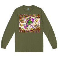 Army Green Mardi Gras with crab Long Sleeve Tee - NancyCooperArtShop