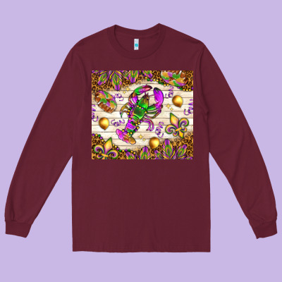 Mardi Gras With Crab Long Sleeve Tee Designed By Nancycooperartshop