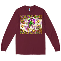 Burgundy Mardi Gras with crab Long Sleeve Tee - NancyCooperArtShop