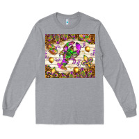 Heather Grey Mardi Gras with crab Long Sleeve Tee - NancyCooperArtShop