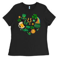 Black st. patrick heart doodle Ladies Tee - MaliasSmallBusiness