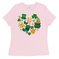 Bubblegum Pink st. patrick heart doodle Ladies Tee - MaliasSmallBusiness