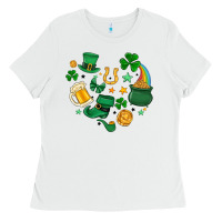 White st. patrick heart doodle Ladies Tee - MaliasSmallBusiness