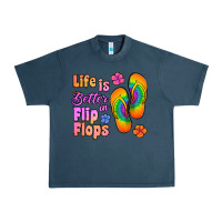 Midnight Navy life is better in flip flops Urban Heavy Tee - Jasminsmagicworld