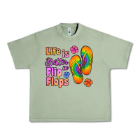 Oil Green life is better in flip flops Urban Heavy Tee - Jasminsmagicworld
