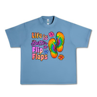Pebble Blue life is better in flip flops Urban Heavy Tee - Jasminsmagicworld
