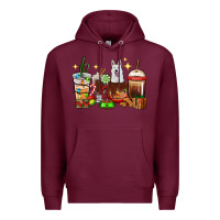Burgundy Christmas coffee cups with White Shepherd Premium Hoodie - RanaPortraitStore
