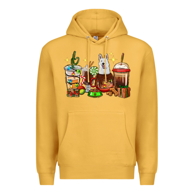 Christmas Coffee Cups With White Shepherd Premium Hoodie by RanaPortraitStore | Teevron