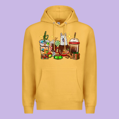 Christmas Coffee Cups With White Shepherd Premium Hoodie Designed By Ranaportraitstore