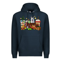 Navy Christmas coffee cups with White Shepherd Premium Hoodie - RanaPortraitStore