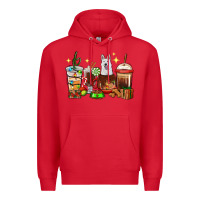 Red Christmas coffee cups with White Shepherd Premium Hoodie - RanaPortraitStore