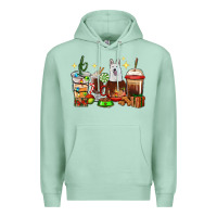 Seafoam Christmas coffee cups with White Shepherd Premium Hoodie - RanaPortraitStore