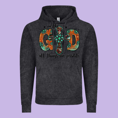 With God All Things Are Possible Gemstone Cross Vintage Hoodie Designed By Jasminsmagicworld