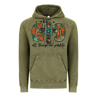 Vintage Olive with god all things are possible gemstone cross Vintage Hoodie - Jasminsmagicworld