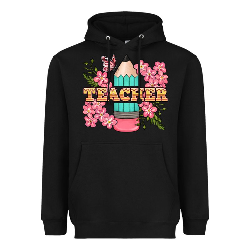 Teacher Floral Pencil Heavyweight Hoodie by BundleAndBundleShop | Teevron