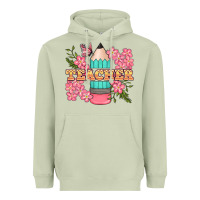 Matcha teacher floral pencil Heavyweight Hoodie - BundleAndBundleShop