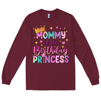 Burgundy mommy of the birthday princess Long Sleeve Tee - NancyCooperArtShop