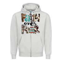 Dove Grey Western Faith Over Fear Zipper Hoodie - FaDigitalArtStudio