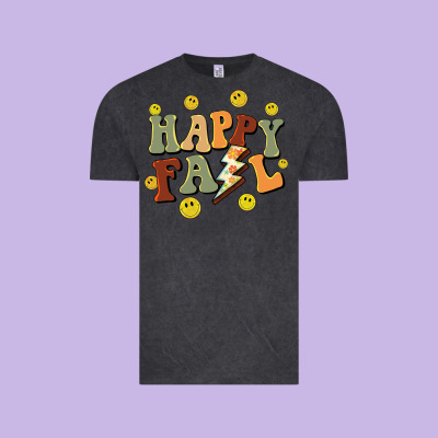 Happy Fall Smiley Face Vintage Tee Designed By Barkaloodesign