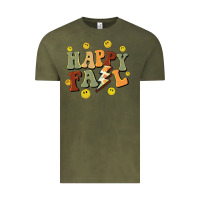Vintage Olive happy fall smiley face Vintage Tee - BarkalooDesign
