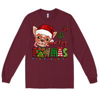 Burgundy merry pawmas christmas chihuahua Long Sleeve Tee - Jasminsmagicworld