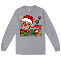 Heather Grey merry pawmas christmas chihuahua Long Sleeve Tee - Jasminsmagicworld