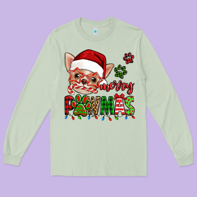 Merry Pawmas Christmas Chihuahua Long Sleeve Tee Designed By Jasminsmagicworld